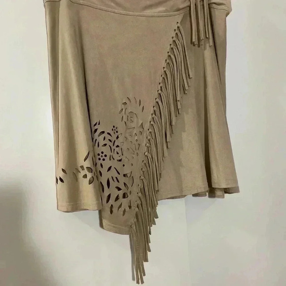 🎈Cartise women’s western cowgirl suede fringe soft tan shirt  size XL - Picture 2 of 9